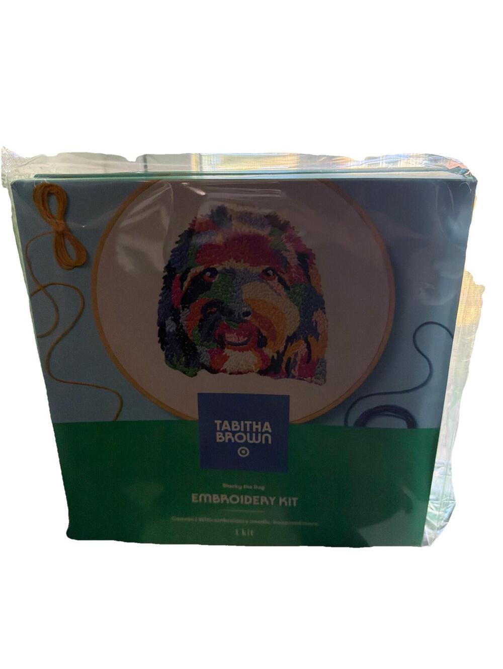 Tabitha Brown Blacky The Dog Embroidery Kit Canvas Needle Hoop Target